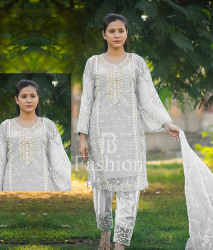 Heavy embroidery 3piece suit for women