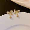 Gold Plated Bow Earrings For Woman