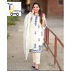 Neck, Sleeves and Daman Embroidery Shirt With Lace Attached Dupatta 3PCs Suit