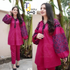 Heavy Sleeves Embroidery 2pcs Suit for Women