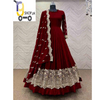 Neck Bell Bottom Border Flower Embroidery Maxi With Emb Dupatta 3Pcs.