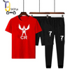 Printed Casual Cotton T Shirt And Trouser For Men