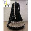 Neck Bell Bottom Border Flower Embroidery Maxi With Emb Dupatta 3Pcs.