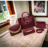 Elegant 4-Piece Women's Bag Set - Stylish Shoulder Bag, Wallet, Pouches - Soft Leather