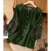 Sleeve Embroidery Button Down Shirt for Women