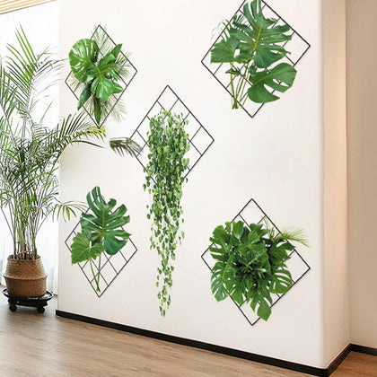 3D Tropical Green Plant Wall Decals Leaf Wall Stickers for Living Room & Bedroom