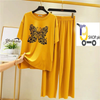 Yellow Printed suit cotton night suit for ladies