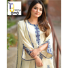 Neck, Sleeves and Daman Embroidery Shirt With Lace Attached Dupatta 3PCs Suit