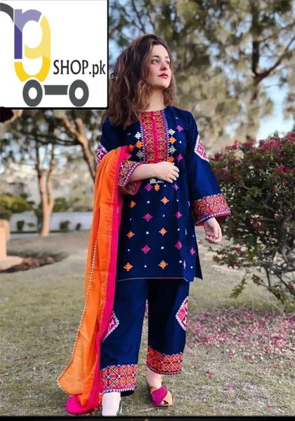2 PC Embroidery Shirt & Trouser for Women.