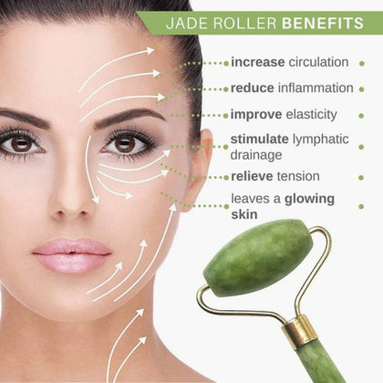 Gua Sha & Jade Roller Set – Natural Green Jade for Glowing, Relaxed Skin