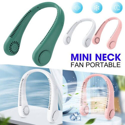 Soft Slicone, Flexible Adjutable With Leafless Mini Neck Fan Portable