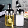 Glass Jar for Oil and Seasoning Silicone Spoon and Silicone Brush Bottle both