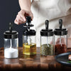 Glass Jar for Oil and Seasoning Silicone Spoon and Silicone Brush Bottle both