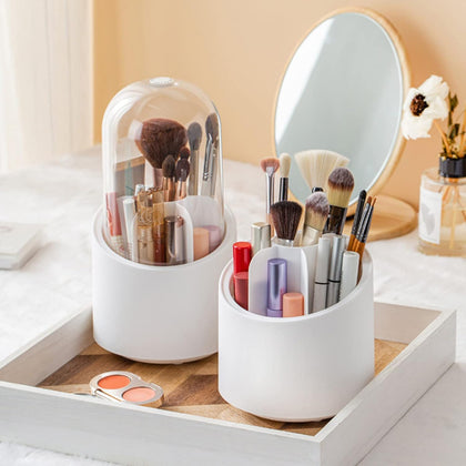 Rotating cosmetic brush organizer