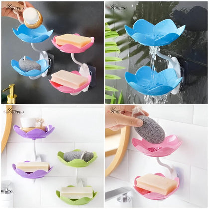 Double Layer Flower Self Adhesive Soap Tray