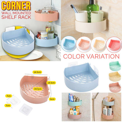 Cpixen Plastic Kitchen Hanging Shelf Storage Rack Self Adhesive Rectangular Box Waterproof Shelves and Soap Stand Holder Organizer -