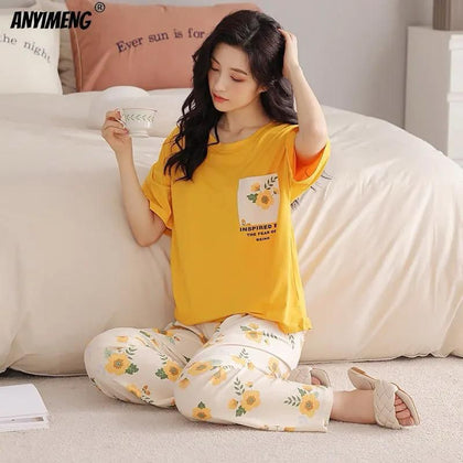 Printed Night Suit with Luxurious Lining Pajamas - Stylish Sleepwear Set For Women