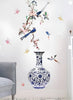 3D Large Blue Flower Vase Wall Sticker – Romantic Modern Floral Wall Art for Bedroom & Wedding Decor (47in x 23in)