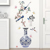 3D Large Blue Flower Vase Wall Sticker – Romantic Modern Floral Wall Art for Bedroom & Wedding Decor (47in x 23in)