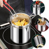 1200ML Chicken Fried Pot with Strainer Basket Portable Cooking Pot 304 Stainless Steel for French Fries Chicken Fry