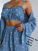 3-Piece Cotton Jersey Nighty Set for Women – Gown, Bra & Shorts | Stretchable & Comfortable Sleepwear