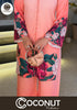 Digital Floral Print Silk Co-Ord Set – 2PCs (Shirt & Flapper)