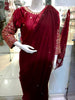 Multi Embroidered Silk Blouse with Petticoat & Pearls Attached Chiffon Saree