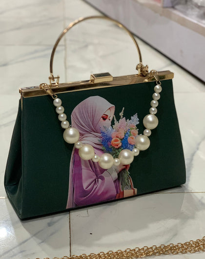 Stylish Hand Casual Clutch with Chain and Elegant Steel Handle