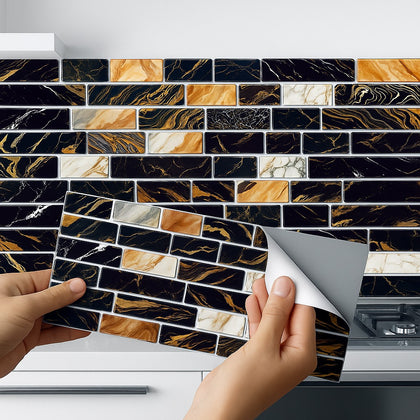 Pack of 24 Colorful Self-Adhesive Mosaic Tile Stickers – 7.5 x 4.5 Inch | Waterproof Wall & Kitchen Décor | Easy Peel & Stick