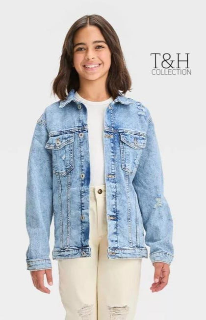 Stylish Ribbed Denim Jacket for Women – Trendy Casual Outerwear (Sizes S & M)