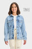 Stylish Ribbed Denim Jacket for Women – Trendy Casual Outerwear (Sizes S & M)