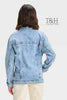 Stylish Ribbed Denim Jacket for Women – Trendy Casual Outerwear (Sizes S & M)