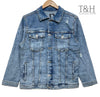 Stylish Ribbed Denim Jacket for Women – Trendy Casual Outerwear (Sizes S & M)