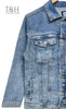 Stylish Ribbed Denim Jacket for Women – Trendy Casual Outerwear (Sizes S & M)