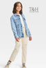 Stylish Ribbed Denim Jacket for Women – Trendy Casual Outerwear (Sizes S & M)