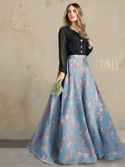Elegant Women’s Skirt & Top Set – China Boski Top & Silk Skirt | Stylish Party & Casual Wear