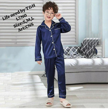 Silk Kids Pajama Shirt Night Suit – Shalmos Silk | Comfortable Sleepwear for Boys & Girls (Ages 5–12)