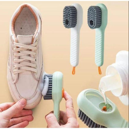 Multifunctional Long Handle Liquid-Adding Cleaning Brush – Soft Bristles Scrubber for Shoes, Laundry & Household Use