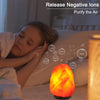USB Crystal Salt Rock Lamp – Hand-Carved Himalayan Night Light with LED Bulb & Wooden Base | Home Décor & Holiday Gift