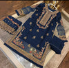 Embroidered Organza 3PC Dress with Neck & Daman Embroider
