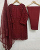 Embroidered Organza 3PC Dress with Pearls & Embroidered Dupatta