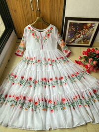 Multicolor Embroidered Chiffon Maxi with Inner – 1PC