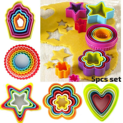 Set of 5pcs Plastic Cookie Cutters Shapes, Biscuit Cutters