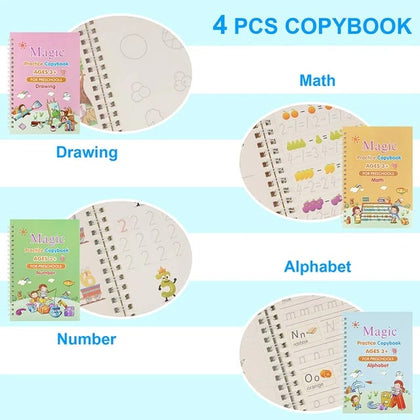 Magic book 4 pcs set 1- refils + pen + 1 gripper