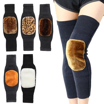 2Pcs Wool Knee Warmers with Adjustable Straps – Thermal Fleece Brace for Men & Women | Pain Relief & Medical Support