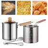 1200ML Chicken Fried Pot with Strainer Basket Portable Cooking Pot 304 Stainless Steel for French Fries Chicken Fry