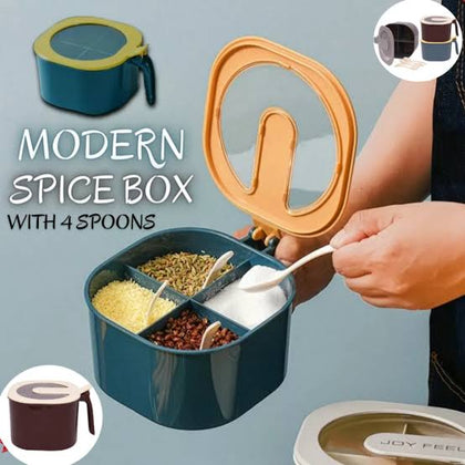 4-in-1 Modern Spice Rack Set with Storage Pots & Free Spoons