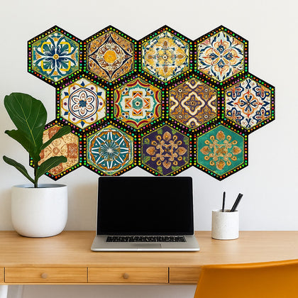 Pack of 12 Peel & Stick Wall Decals – Waterproof Decorative Tiles