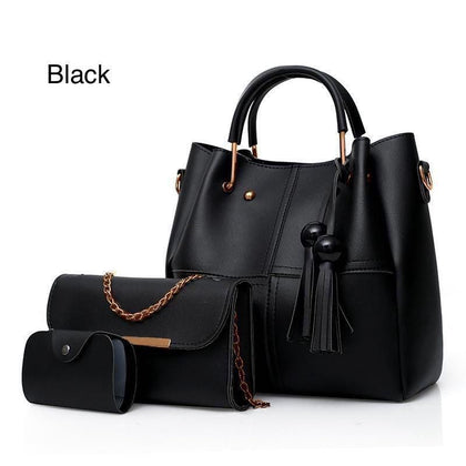 Elegant 3-Piece Handbag Set - Large Bag, Clutch & Pouch - Soft Leather