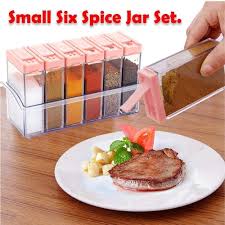 6pcs Seasoning Spice Kitchen Jar set with Crystal Tray (with Box Packing)